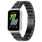 For Samsung Galaxy Fit3 SM-R390 xDfind Three Beads Metal Resin Watch Band(Black Blue)