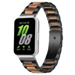 For Samsung Galaxy Fit3 SM-R390 xDfind Three Beads Metal Resin Watch Band(Black Brown)