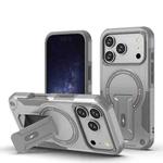 For iPhone 17 Pro Armor Magsafe Holder PC Hybrid TPU Phone Case(Grey)