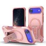 For iPhone 17 Air Armor Magsafe Holder PC Hybrid TPU Phone Case(Pink)