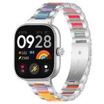 For Xiaomi Smart Band 9 Pro/8 Pro/Redmi Watch 5/4 xDfind Three Beads Metal Resin Watch Band(Silver Rainbow)