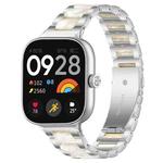 For Xiaomi Smart Band 9 Pro/8 Pro/Redmi Watch 5/4 xDfind Three Beads Metal Resin Watch Band(Silver White)