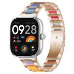 For Xiaomi Smart Band 9 Pro/8 Pro/Redmi Watch 5/4 xDfind Three Beads Metal Resin Watch Band(Rose Gold Rainbow)