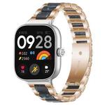For Xiaomi Smart Band 9 Pro/8 Pro/Redmi Watch 5/4 xDfind Three Beads Metal Resin Watch Band(Rose Gold Blue)