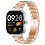 For Xiaomi Smart Band 9 Pro/8 Pro/Redmi Watch 5/4 xDfind Three Beads Metal Resin Watch Band(Rose Gold Green)
