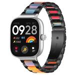 For Xiaomi Smart Band 9 Pro/8 Pro/Redmi Watch 5/4 xDfind Three Beads Metal Resin Watch Band(Black Rainbow)