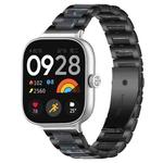 For Xiaomi Smart Band 9 Pro/8 Pro/Redmi Watch 5/4 xDfind Three Beads Metal Resin Watch Band(Black Blue)