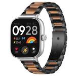 For Xiaomi Smart Band 9 Pro/8 Pro/Redmi Watch 5/4 xDfind Three Beads Metal Resin Watch Band(Black Brown)