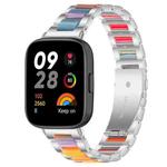 For Redmi Watch 3 xDfind Three Beads Metal Resin Watch Band(Silver Rainbow)