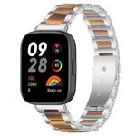 For Redmi Watch 3 xDfind Three Beads Metal Resin Watch Band(Silver Brown)