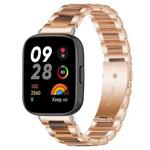 For Redmi Watch 3 xDfind Three Beads Metal Resin Watch Band(Rose Gold Brown)
