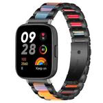 For Redmi Watch 3 xDfind Three Beads Metal Resin Watch Band(Black Rainbow)