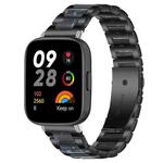 For Redmi Watch 3 xDfind Three Beads Metal Resin Watch Band(Black Blue)