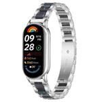 For Xiaomi Smart Band 10 / 9 / 8 xDfind Three Beads Metal Resin Watch Band(Silver Blue)