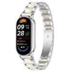 For Xiaomi Smart Band 10 / 9 / 8 xDfind Three Beads Metal Resin Watch Band(Silver White)
