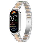 For Xiaomi Smart Band 10 / 9 / 8 xDfind Three Beads Metal Resin Watch Band(Silver Green)