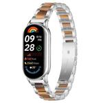 For Xiaomi Smart Band 10 / 9 / 8 xDfind Three Beads Metal Resin Watch Band(Silver Brown)
