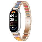 For Xiaomi Smart Band 10 / 9 / 8 xDfind Three Beads Metal Resin Watch Band(Rose Gold Rainbow)