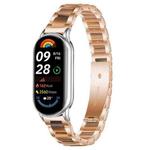 For Xiaomi Smart Band 10 / 9 / 8 xDfind Three Beads Metal Resin Watch Band(Rose Gold Brown)