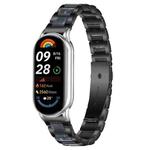For Xiaomi Smart Band 10 / 9 / 8 xDfind Three Beads Metal Resin Watch Band(Black Blue)