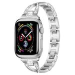 For Apple Watch 42 / 44 / 45 / 46 / 49mm xDfind X-Shaped Single Row Diamond Metal Watch Band(Silver)