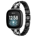 For Fitbit Versa 4 / 3 / Sense 2 / Sense xDfind X-Shaped Single Row Diamond Metal Watch Band(Black)