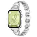For Huawei Watch Fit4 / Fit4 Pro / Fit3 xDfind X-Shaped Single Row Diamond Metal Watch Band(Silver)