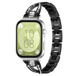 For Huawei Watch Fit4 / Fit4 Pro / Fit3 xDfind X-Shaped Single Row Diamond Metal Watch Band(Black)