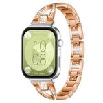 For Huawei Watch Fit4 / Fit4 Pro / Fit3 xDfind X-Shaped Single Row Diamond Metal Watch Band(Rose Gold)