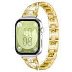 For Huawei Watch Fit4 / Fit4 Pro / Fit3 xDfind X-Shaped Single Row Diamond Metal Watch Band(Gold)