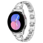 For Samsung Galaxy Watch 7 / 6 / 5 / FE xDfind X-Shaped Single Row Diamond Metal Watch Band(Silver)