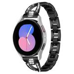 For Samsung Galaxy Watch 7 / 6 / 5 / FE xDfind X-Shaped Single Row Diamond Metal Watch Band(Black)