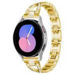 For Samsung Galaxy Watch 7 / 6 / 5 / FE xDfind X-Shaped Single Row Diamond Metal Watch Band(Gold)