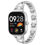 For Xiaomi Smart Band 9 Pro/8 Pro/Redmi Watch 5/4 xDfind X-Shaped Single Row Diamond Metal Watch Band(Silver)