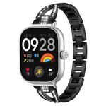 For Xiaomi Smart Band 9 Pro/8 Pro/Redmi Watch 5/4 xDfind X-Shaped Single Row Diamond Metal Watch Band(Black)