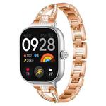 For Xiaomi Smart Band 9 Pro/8 Pro/Redmi Watch 5/4 xDfind X-Shaped Single Row Diamond Metal Watch Band(Rose Gold)