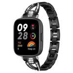 For Redmi Watch 3 xDfind X-Shaped Single Row Diamond Metal Watch Band(Black)
