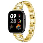 For Redmi Watch 3 xDfind X-Shaped Single Row Diamond Metal Watch Band(Gold)