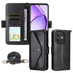 For OPPO A3x 5G India / A3 / A3x / A40 4G Multi-card Slots Crossbody Cowhide Leather Phone Case(Black)