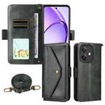 For OPPO A3x 5G India / A3 / A3x / A40 4G Multi-card Slots Crossbody Cowhide Leather Phone Case(Green)