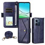 For OPPO A5x 5G / 4G Multi-card Slots Crossbody Cowhide Leather Phone Case(Blue)