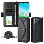 For OPPO A5x 5G / 4G Multi-card Slots Crossbody Cowhide Leather Phone Case(Black)