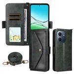 For OPPO A5x 5G / 4G Multi-card Slots Crossbody Cowhide Leather Phone Case(Green)
