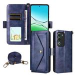 For OPPO A5 5G / 4G Global Multi-card Slots Crossbody Cowhide Leather Phone Case(Blue)