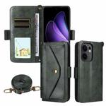 For OPPO Reno13 F 5G Multi-card Slots Crossbody Cowhide Leather Phone Case(Green)