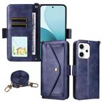 For OPPO Reno14 Pro 5G Multi-card Slots Crossbody Cowhide Leather Phone Case(Blue)