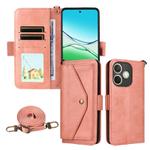 For OPPO A5 Pro 5G / 4G Global Multi-card Slots Crossbody Cowhide Leather Phone Case(Pink)