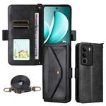 For Realme C71 4G / 14x 5G India / C75 4G Multi-card Slots Crossbody Cowhide Leather Phone Case(Black)