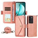 For Realme C71 4G / 14x 5G India / C75 4G Multi-card Slots Crossbody Cowhide Leather Phone Case(Pink)