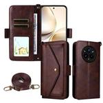 For Realme 14 Pro+ Multi-card Slots Crossbody Cowhide Leather Phone Case(Brown)